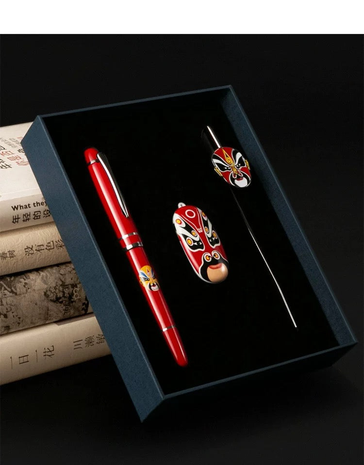 Chinese style Peking Opera facial makeup bookmark+pen+64GB USB flash drive as a gift