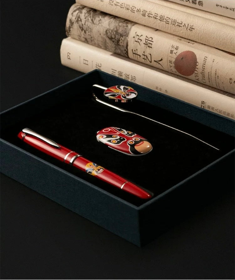 Chinese style Peking Opera facial makeup bookmark+pen+64GB USB flash drive as a gift