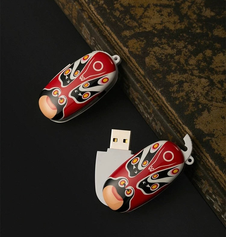 Chinese style Peking Opera facial makeup bookmark+pen+64GB USB flash drive as a gift