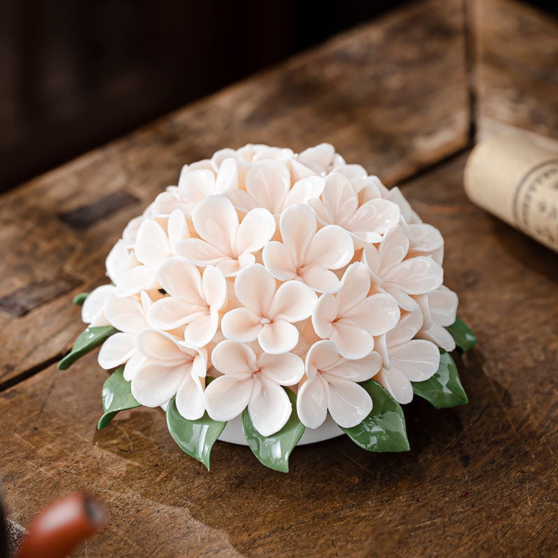 Chinese Intangible Cultural Heritage Ceramic Hydrangea Incense Holder Handmade Ceramic Floral Incense Stick Base