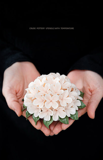 Chinese Intangible Cultural Heritage Ceramic Hydrangea Incense Holder Handmade Ceramic Floral Incense Stick Base