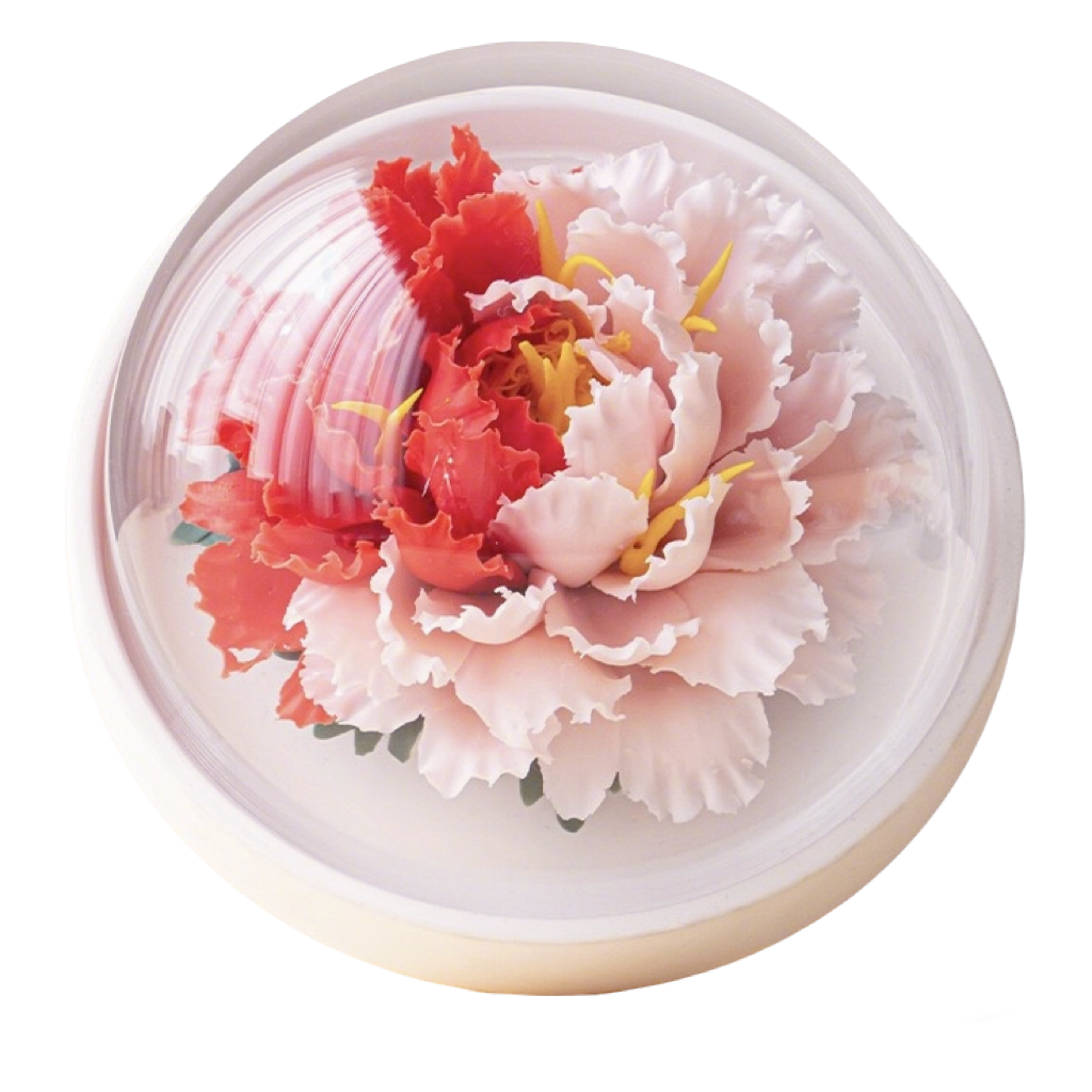 Intangible Cultural Heritage Hand-Sculpted Ceramic Flower Flameless Incense Diffuser, Two-Tone Peony Flower Ornament in Gift Box