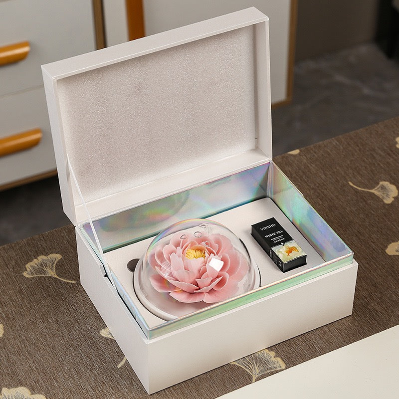 Chinese Intangible Cultural Heritage Hand-Sculpted Ceramic Floral Aroma Diffuser Gift Box