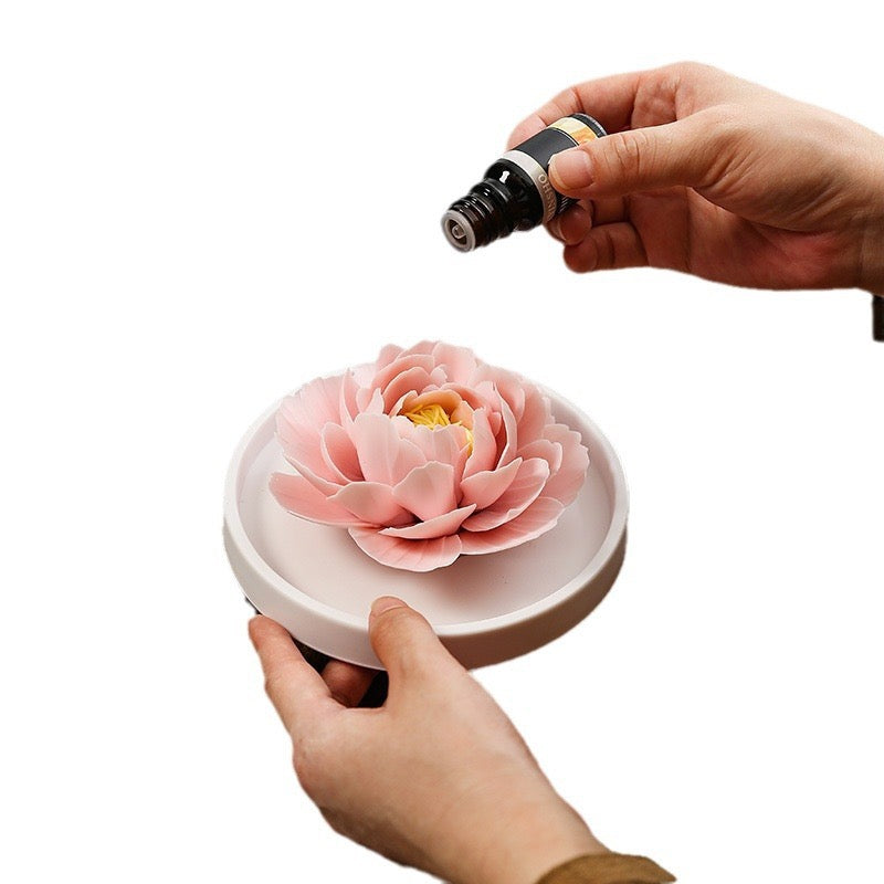 Chinese Intangible Cultural Heritage Hand-Sculpted Ceramic Floral Aroma Diffuser Gift Box
