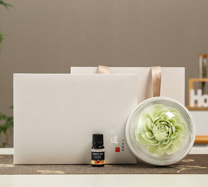 Chinese Intangible Cultural Heritage Hand-Sculpted Ceramic Floral Aroma Diffuser Gift Box