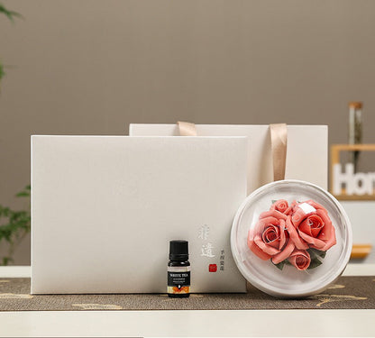 Chinese Intangible Cultural Heritage Hand-Sculpted Ceramic Floral Aroma Diffuser Gift Box