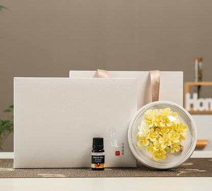 Chinese Intangible Cultural Heritage Hand-Sculpted Ceramic Floral Aroma Diffuser Gift Box