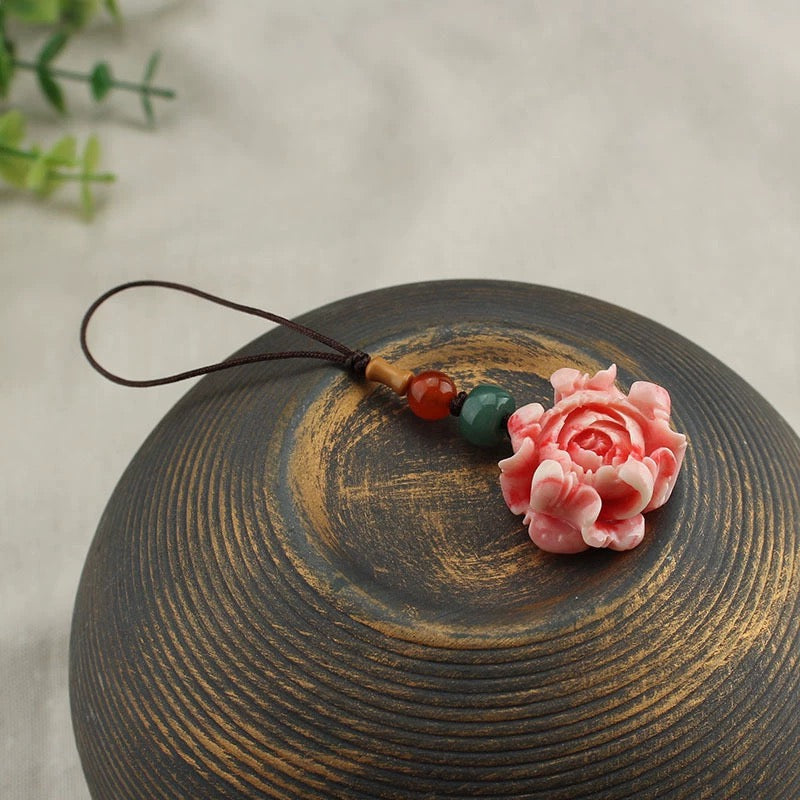 Peony Flower Mobile Phone Chain Lanyard