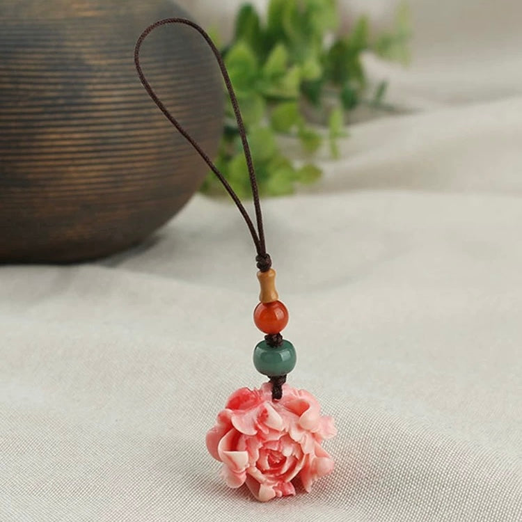 Peony Flower Mobile Phone Chain Lanyard
