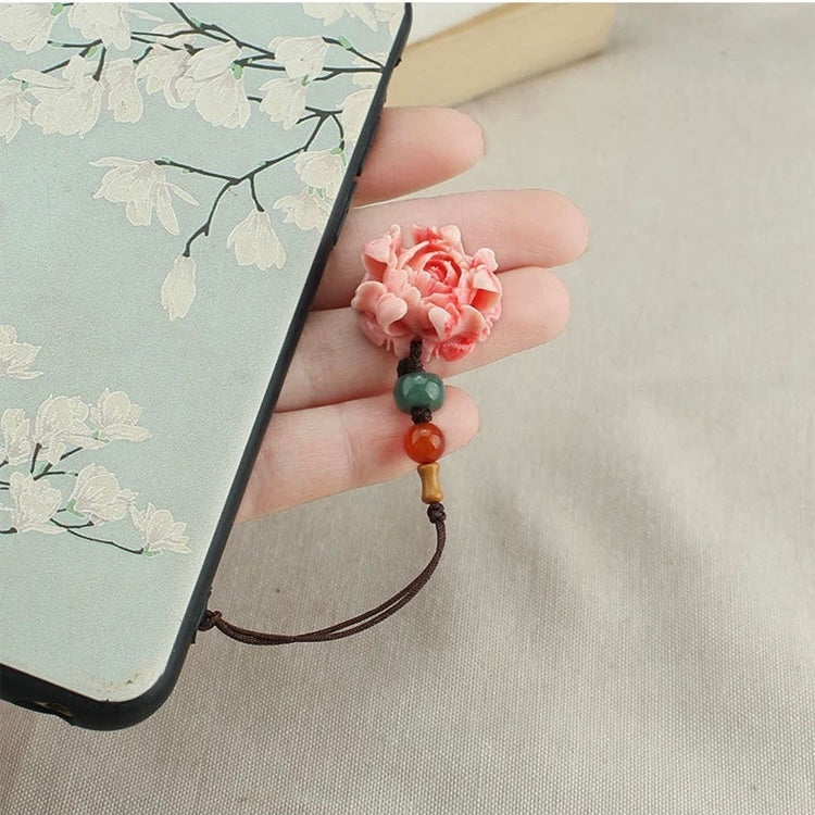Peony Flower Mobile Phone Chain Lanyard