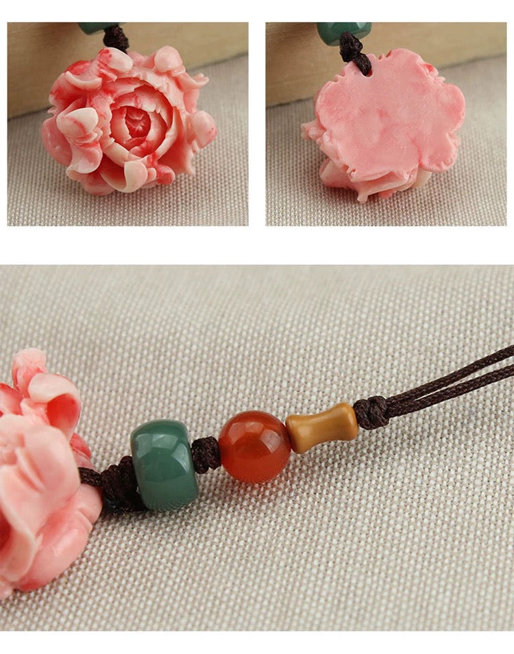 Peony Flower Mobile Phone Chain Lanyard