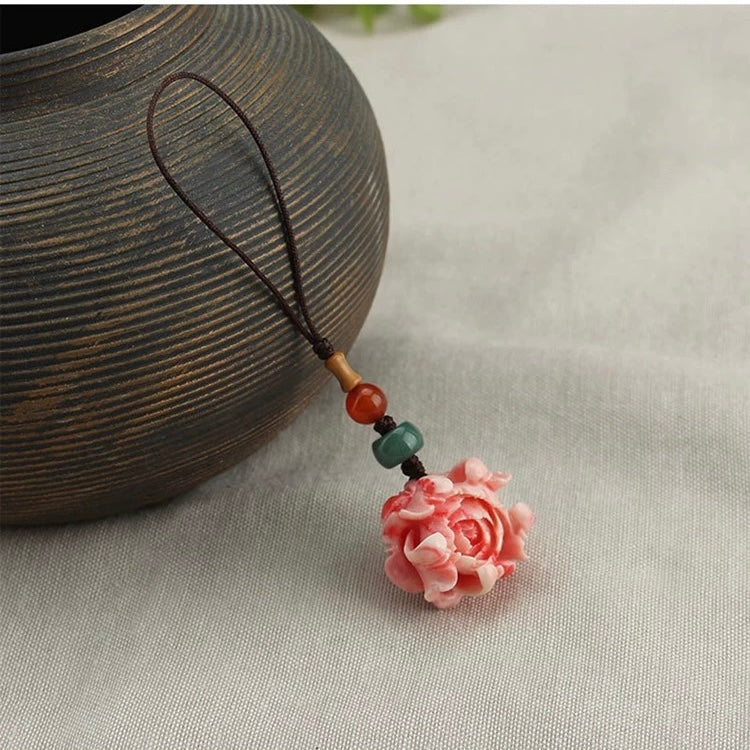 Peony Flower Mobile Phone Chain Lanyard