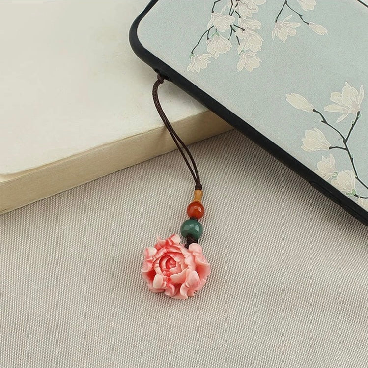 Peony Flower Mobile Phone Chain Lanyard