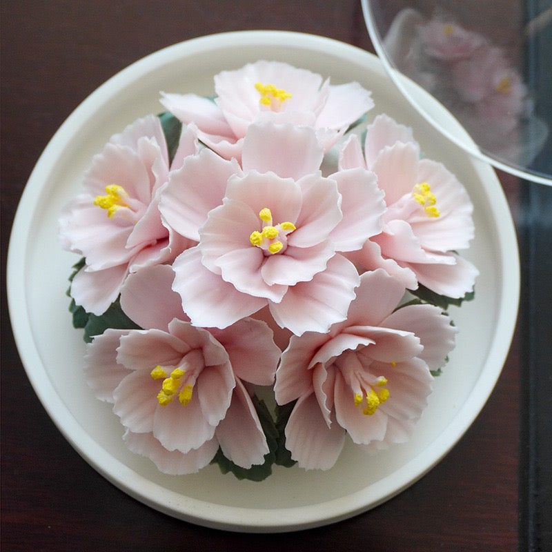 Intangible Cultural Heritage Purely Handmade Ceramic Flower with a White Base and Premium Texture