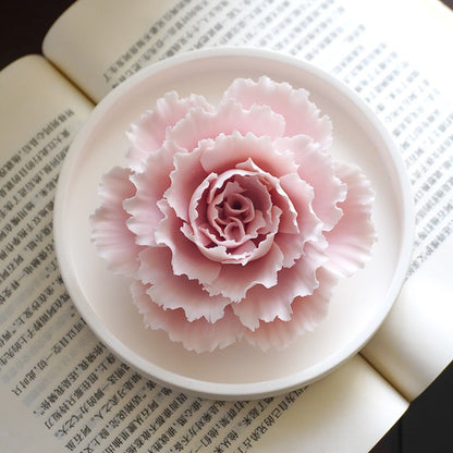 Intangible Cultural Heritage Purely Handmade Ceramic Flower with a White Base and Premium Texture