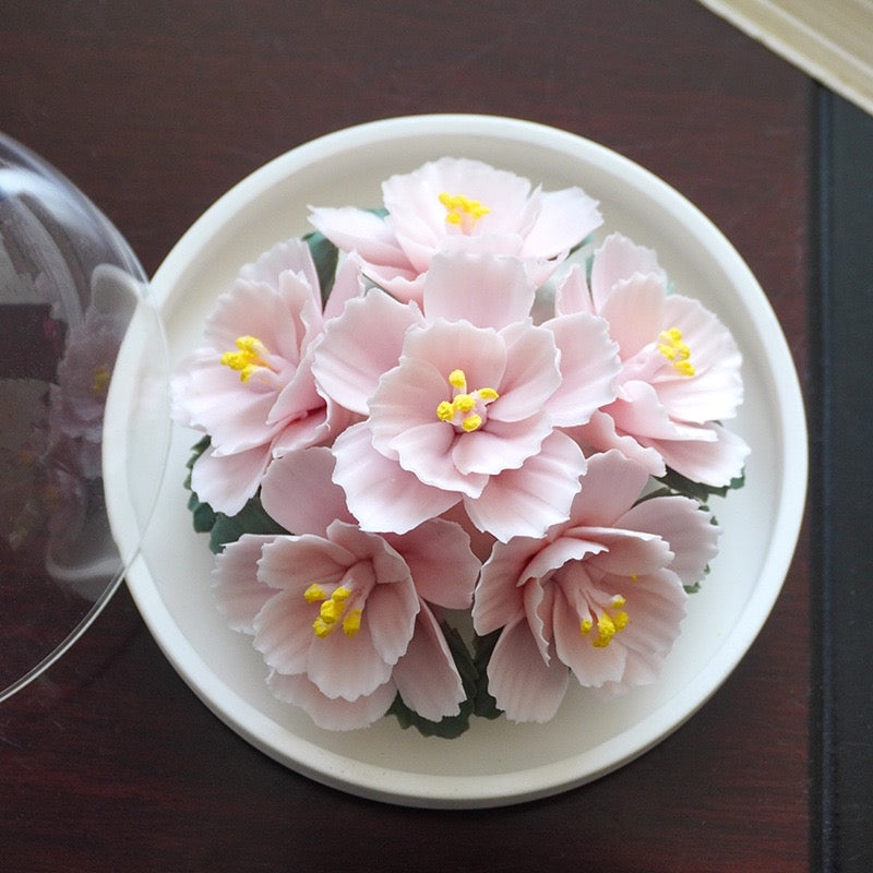 Intangible Cultural Heritage Purely Handmade Ceramic Flower with a White Base and Premium Texture