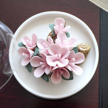 Intangible Cultural Heritage Purely Handmade Ceramic Flower with a White Base and Premium Texture
