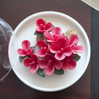 Intangible Cultural Heritage Purely Handmade Ceramic Flower with a White Base and Premium Texture