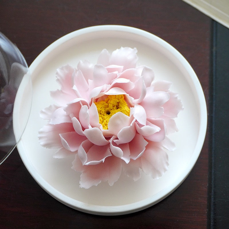 Intangible Cultural Heritage Purely Handmade Ceramic Flower with a White Base and Premium Texture