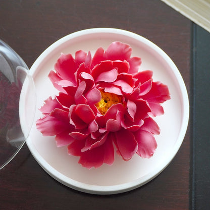 Intangible Cultural Heritage Purely Handmade Ceramic Flower with a White Base and Premium Texture