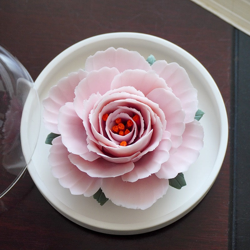 Intangible Cultural Heritage Purely Handmade Ceramic Flower with a White Base and Premium Texture