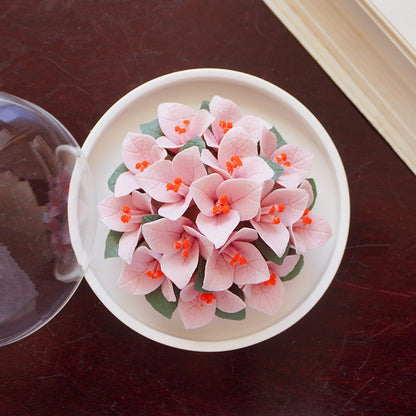 Intangible Cultural Heritage Purely Handmade Ceramic Flower with a White Base and Premium Texture