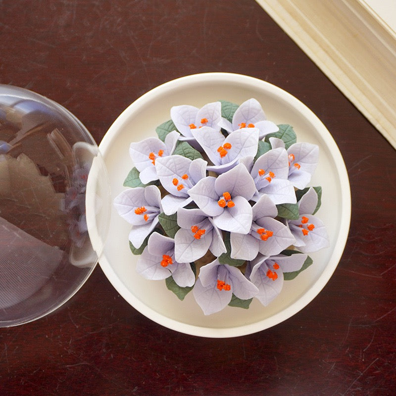 Intangible Cultural Heritage Purely Handmade Ceramic Flower with a White Base and Premium Texture