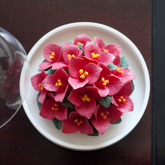 Intangible Cultural Heritage Purely Handmade Ceramic Flower with a White Base and Premium Texture