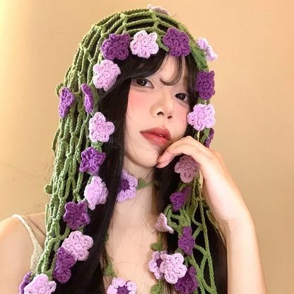 Handmade Crochet Floral Rear Frill