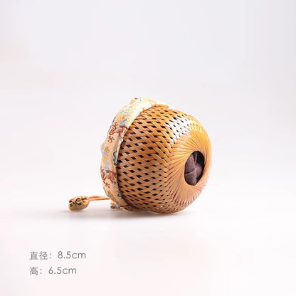 Handmade Bamboo Woven Portable Tea Cup Caddy