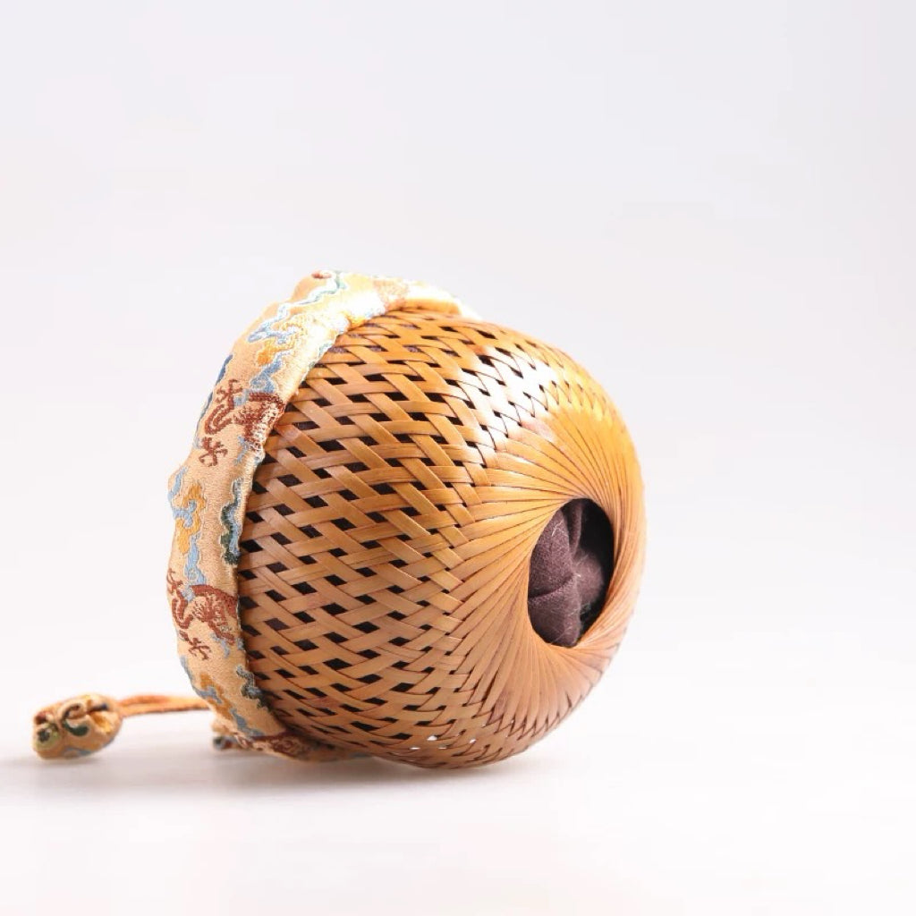 Handcrafted Bamboo Woven Tea Ceremony Set with Song Brocade-Inspired Vintage Storage Bag and Portable Tea Accessories