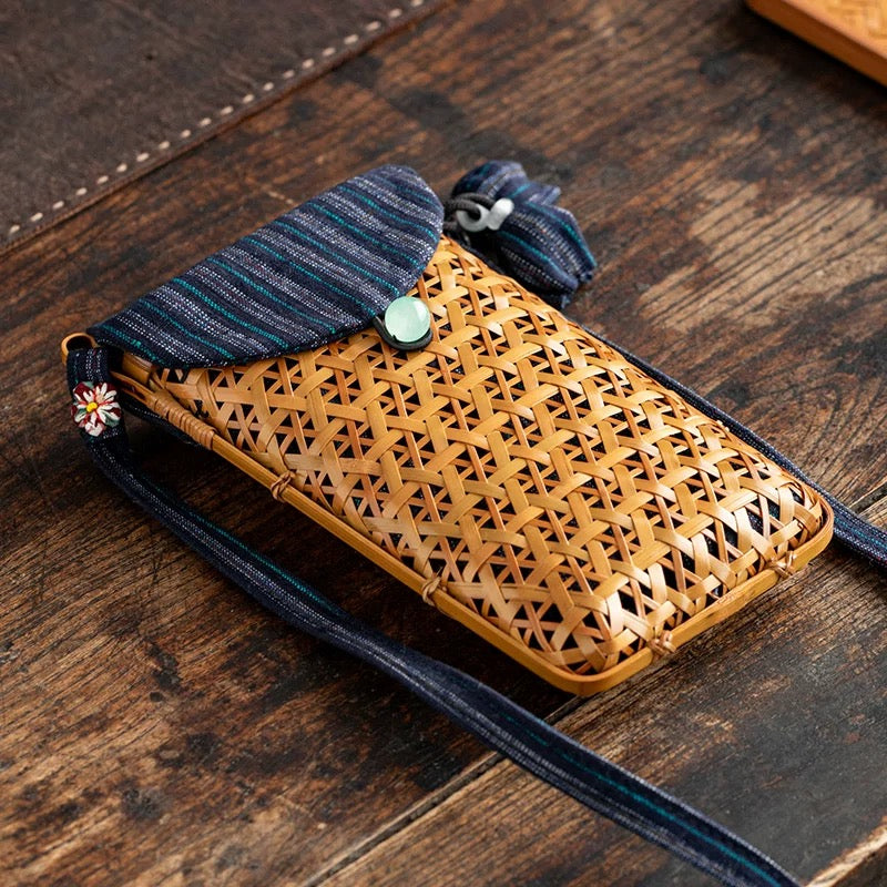 Exquisitely handcrafted lacquer weaving with a bamboo woven storage bag