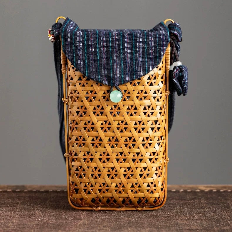 Exquisitely handcrafted lacquer weaving with a bamboo woven storage bag