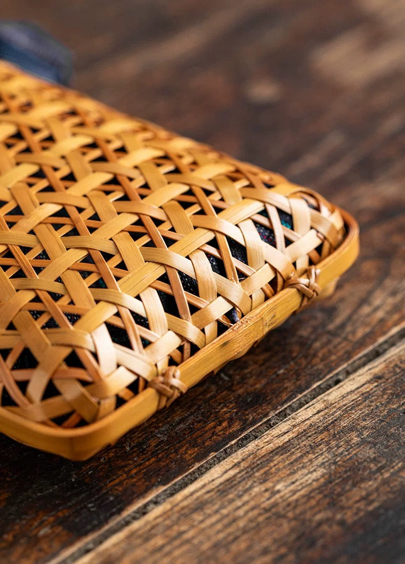 Exquisitely handcrafted lacquer weaving with a bamboo woven storage bag