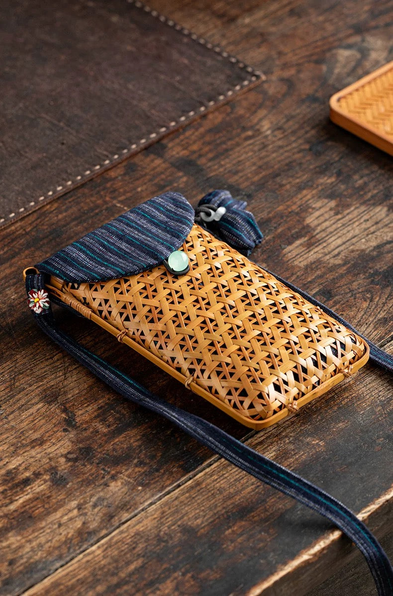 Exquisitely handcrafted lacquer weaving with a bamboo woven storage bag
