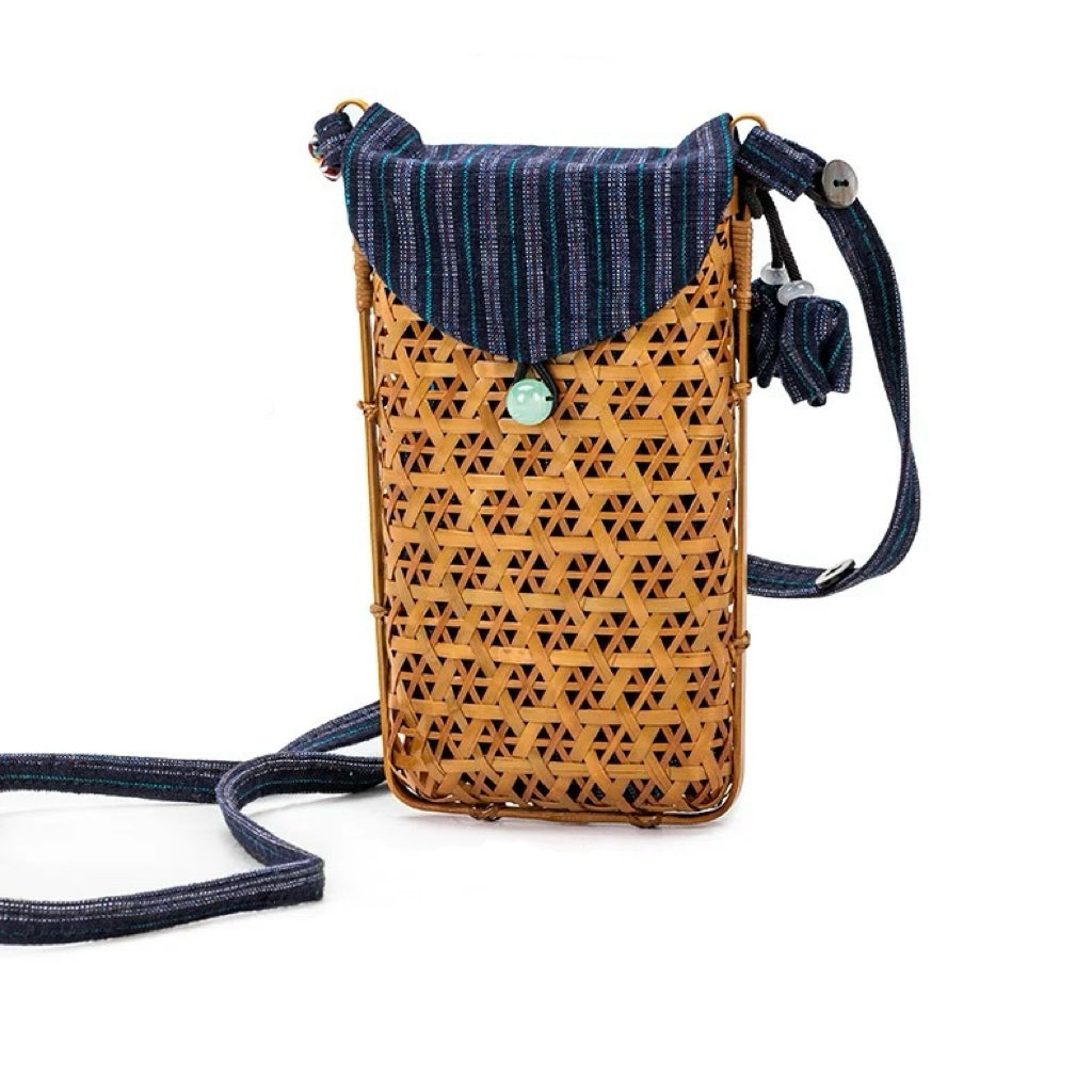 Exquisitely handcrafted lacquer weaving with a bamboo woven storage bag