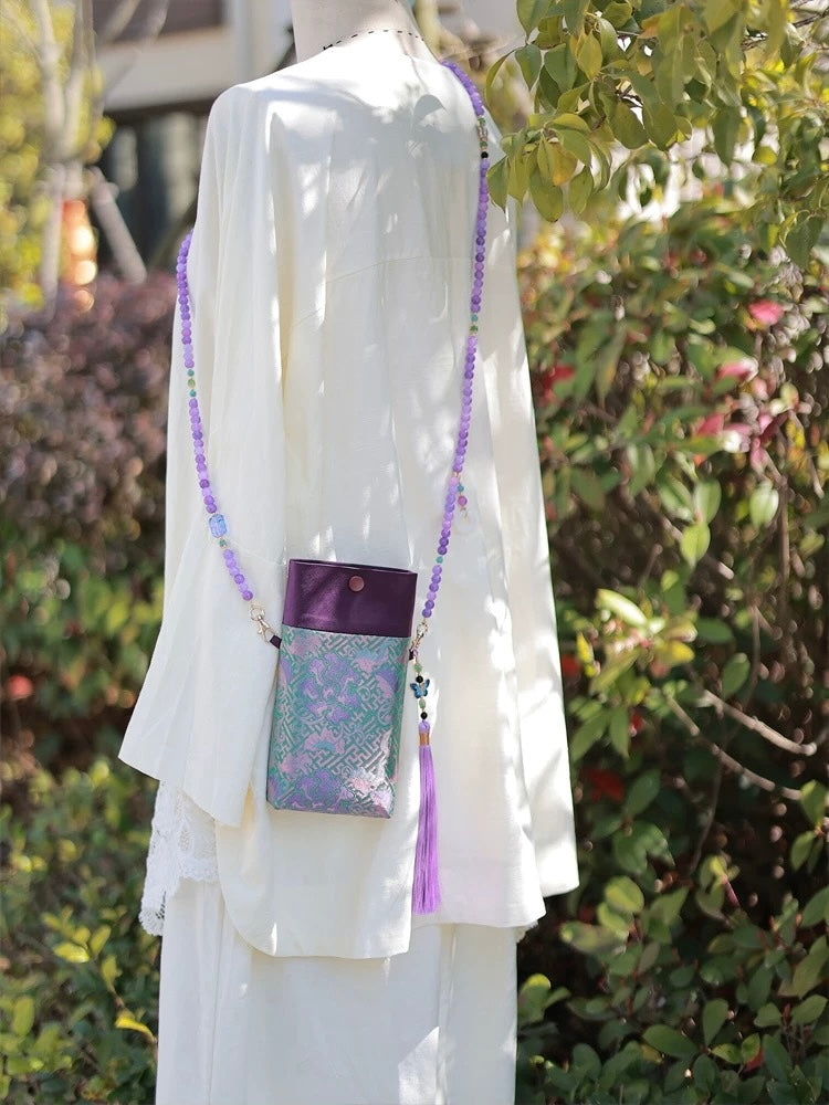 Purple Baoxiang Flower Mobile Phone Bag