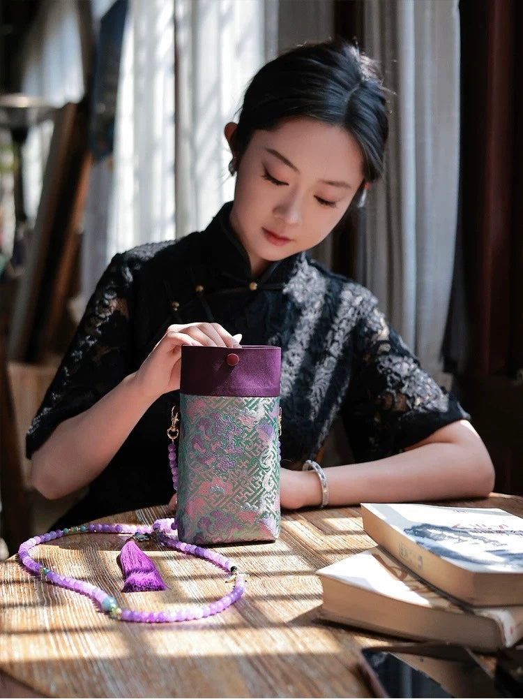 Purple Baoxiang Flower Mobile Phone Bag