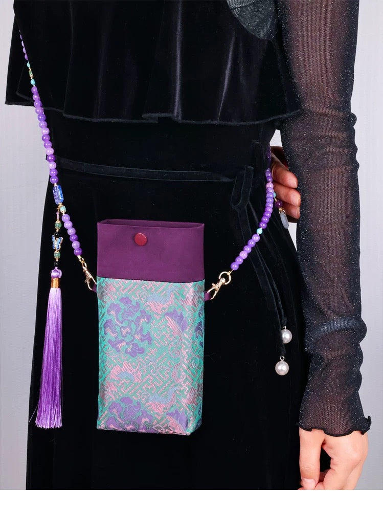 Purple Baoxiang Flower Mobile Phone Bag