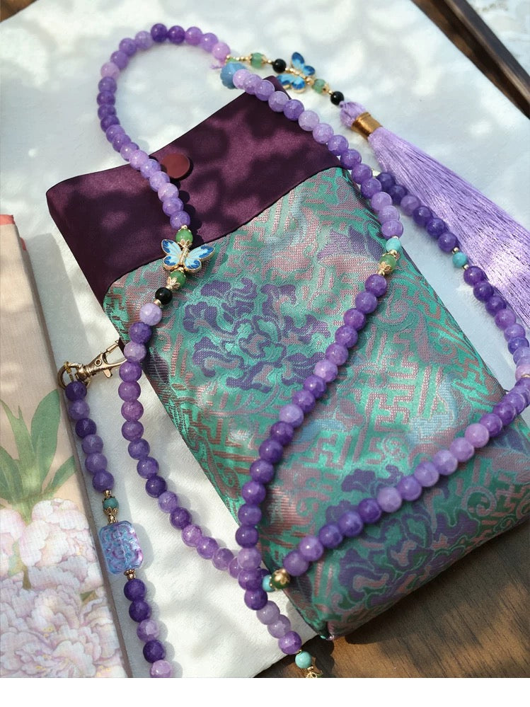Purple Baoxiang Flower Mobile Phone Bag