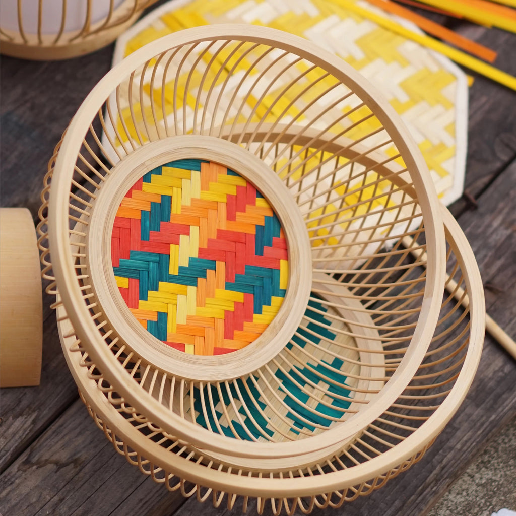 Handcrafted woven bamboo fruit basket