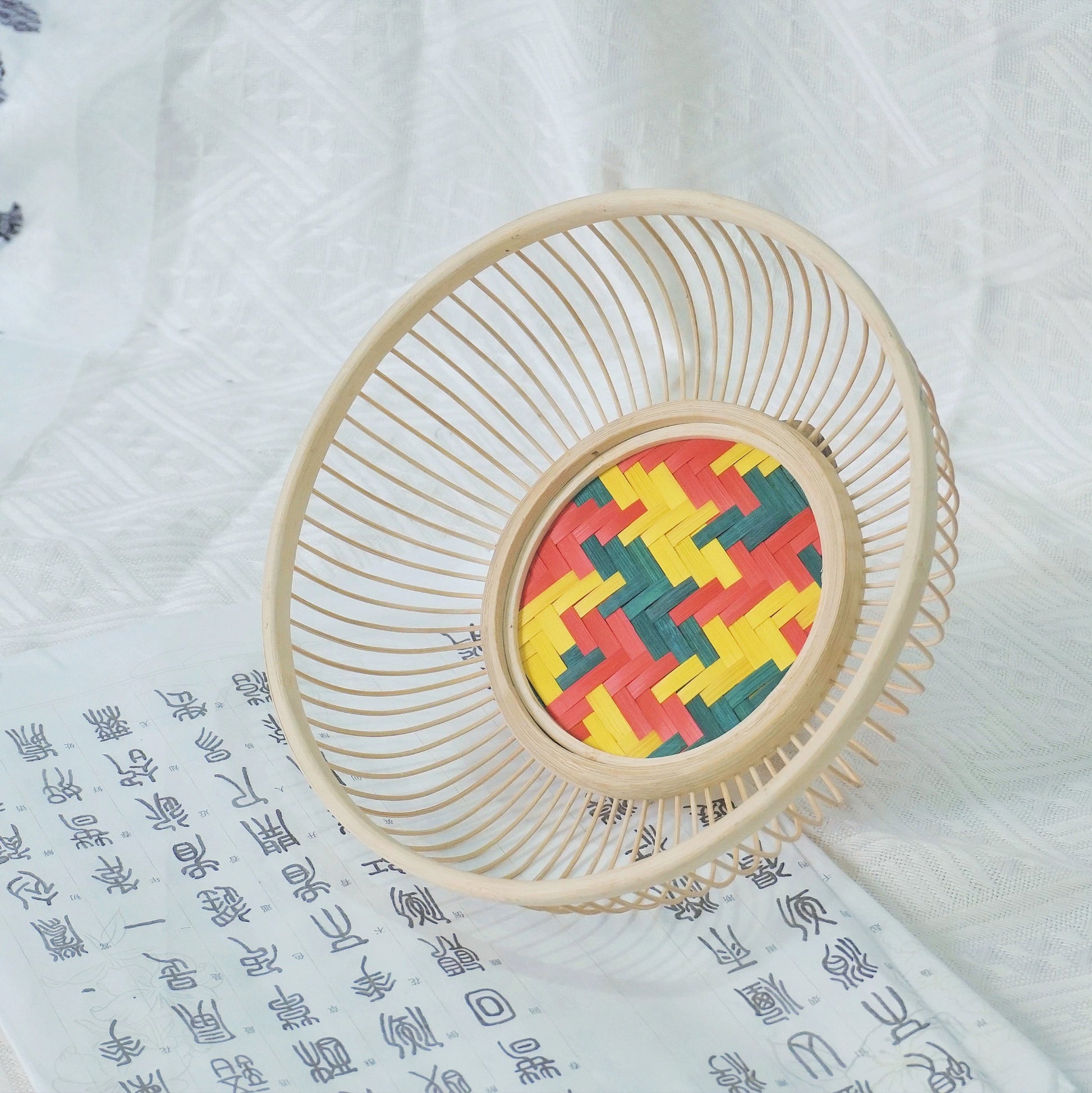 Handcrafted woven bamboo fruit basket