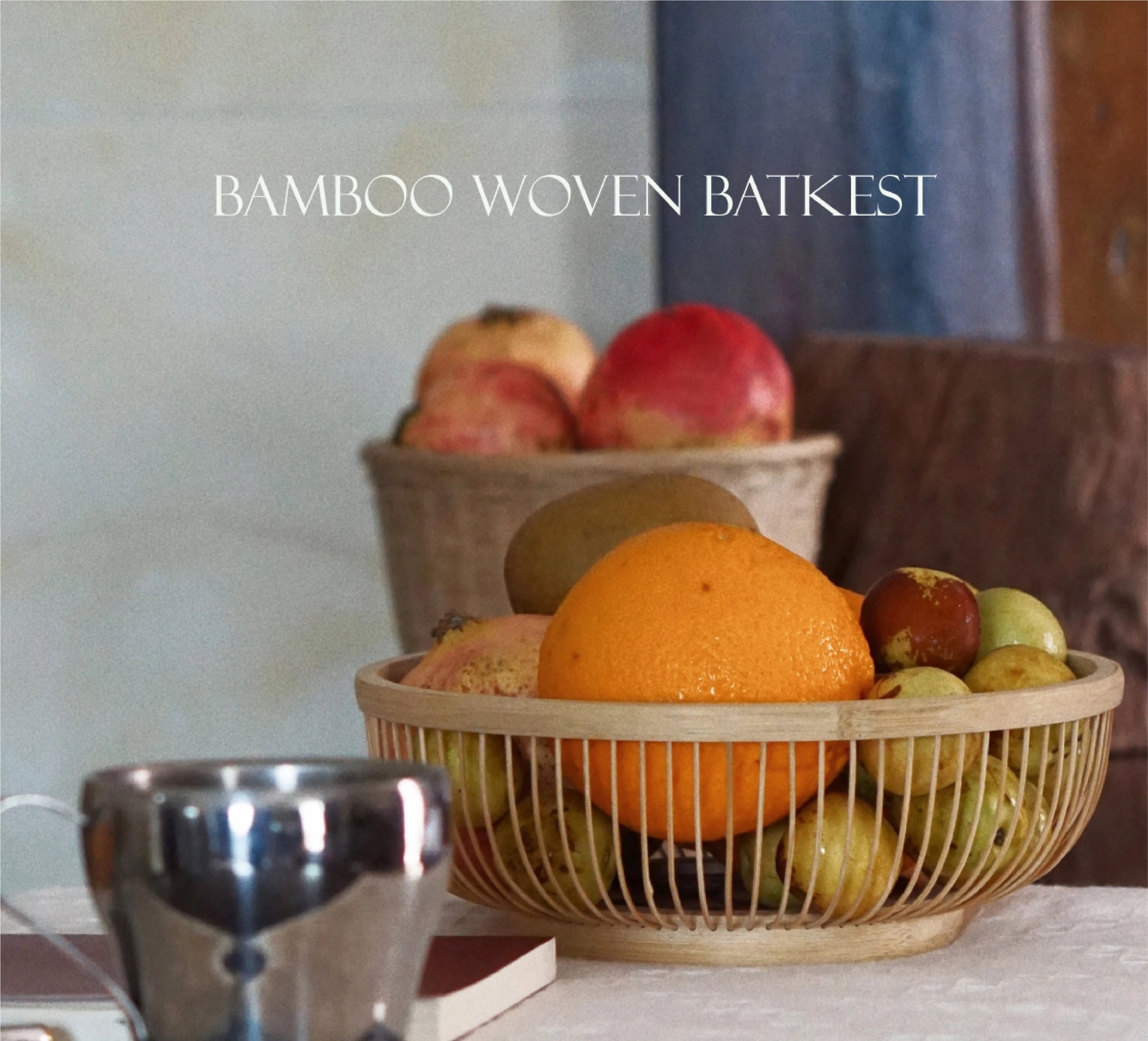 Handcrafted woven bamboo fruit basket