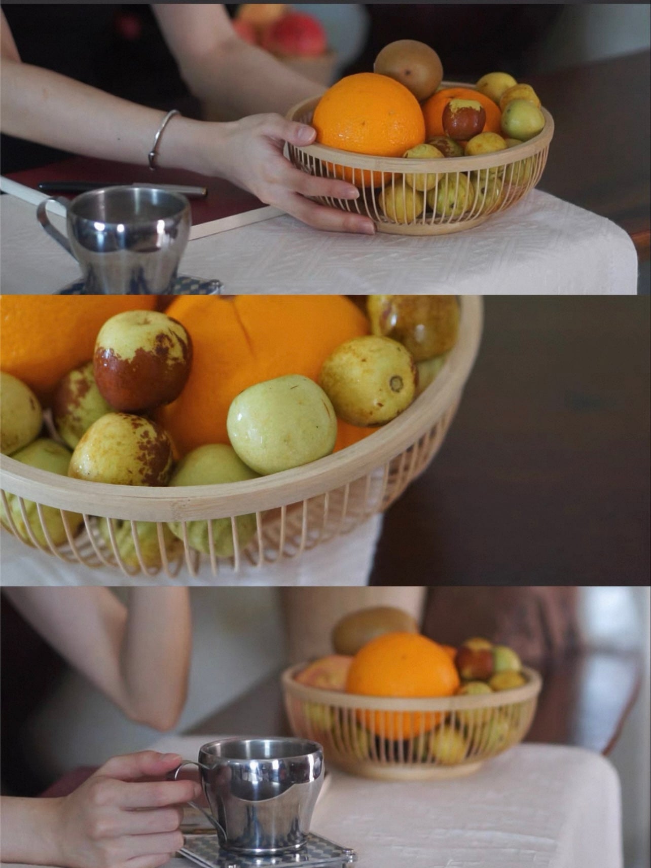 Handcrafted woven bamboo fruit basket