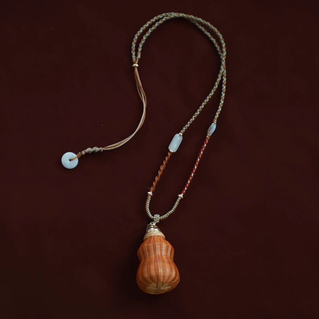Handmade Bamboo Woven "Peace, Fortune & Prosperity Pendant