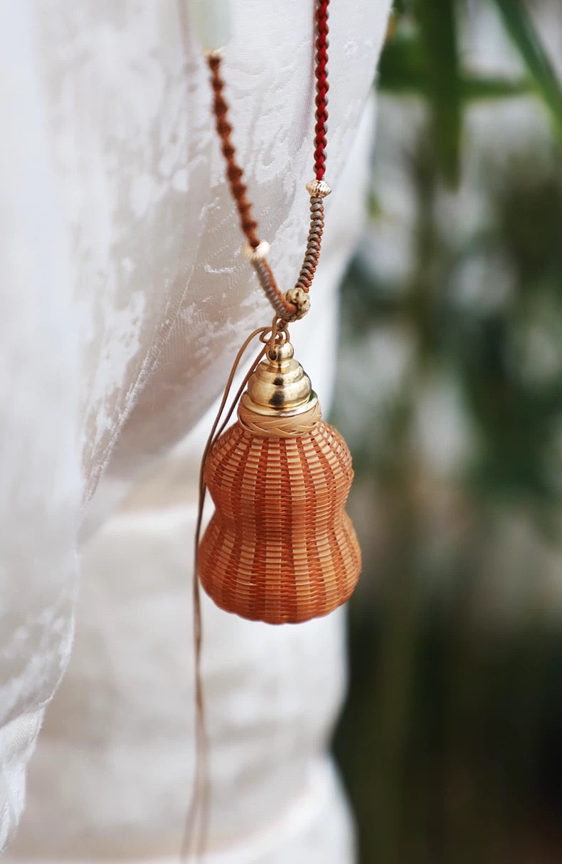 Handmade Bamboo Woven "Peace, Fortune & Prosperity Pendant