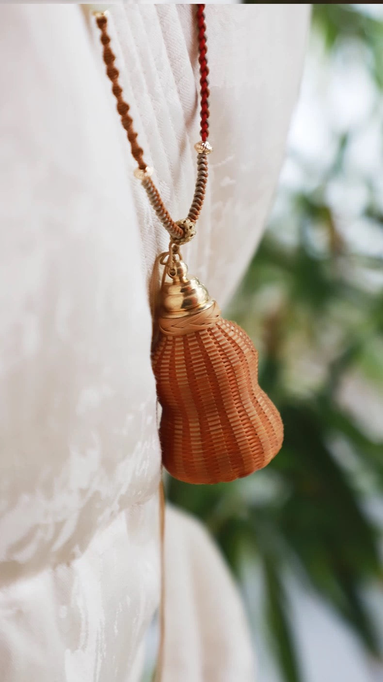 Handmade Bamboo Woven "Peace, Fortune & Prosperity Pendant