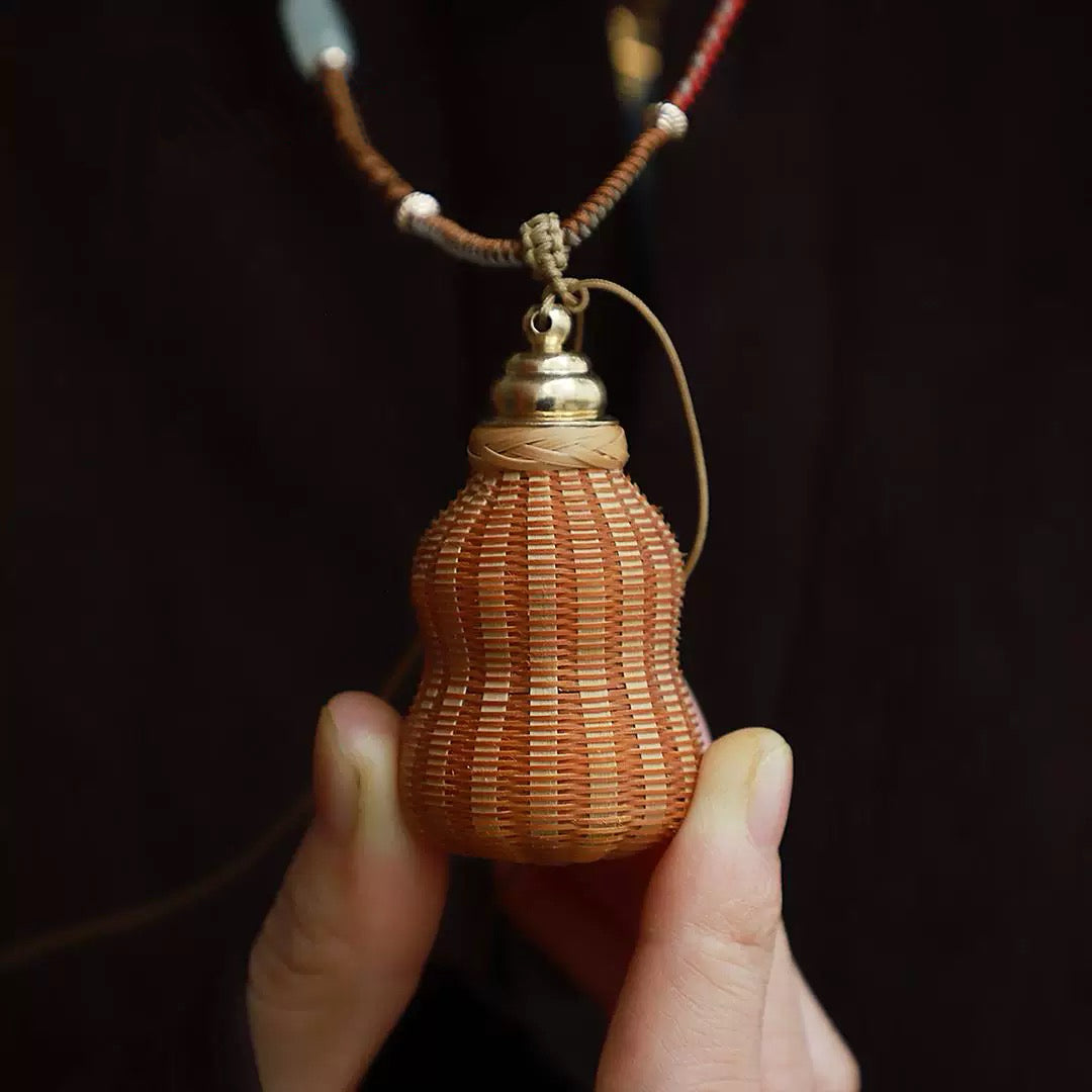 Handmade Bamboo Woven "Peace, Fortune & Prosperity Pendant