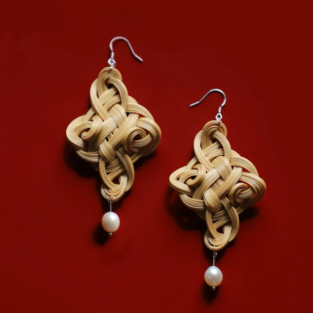 Intangible Heritage Handcrafted Ruyi Pearl Earrings