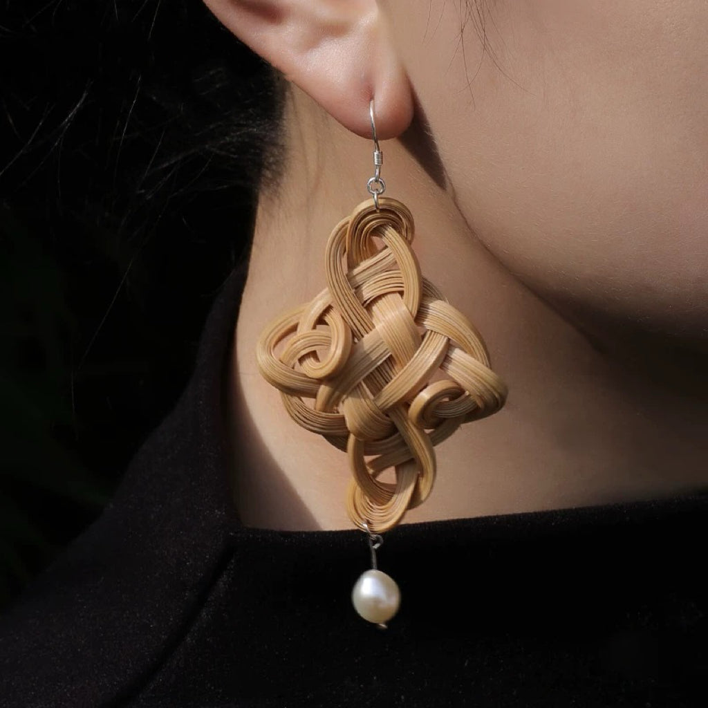 Intangible Heritage Handcrafted Ruyi Pearl Earrings
